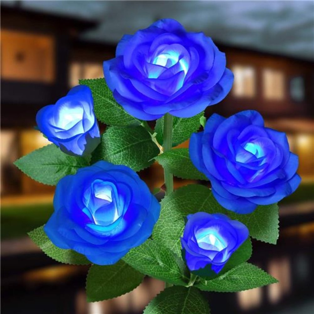 LED Solar Flower Lights Outdoor - Upgraded New Material Two Modes Realistic LED